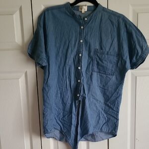 Women's Blue Button-Up Shirt